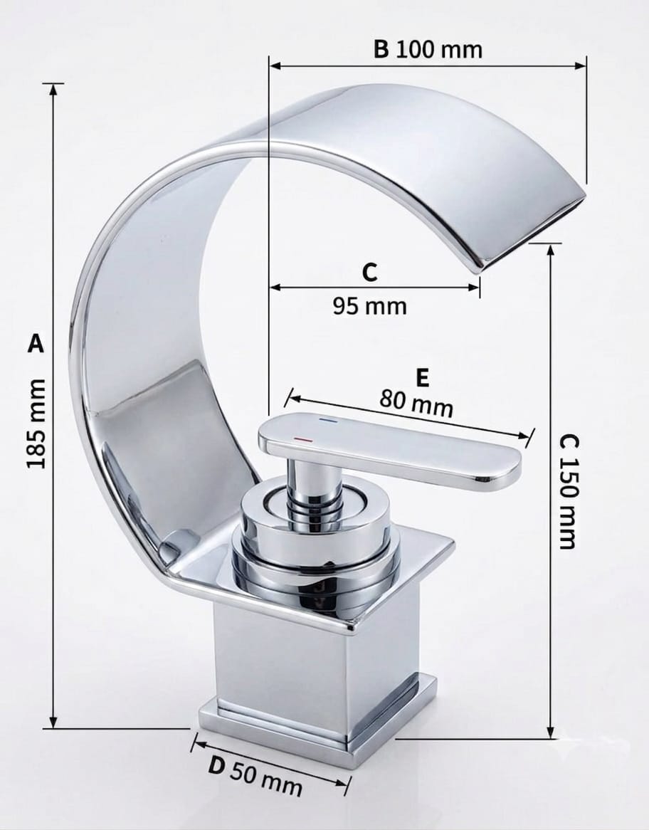 Chrome Waterfall Bathroom Basin Mixer Tap