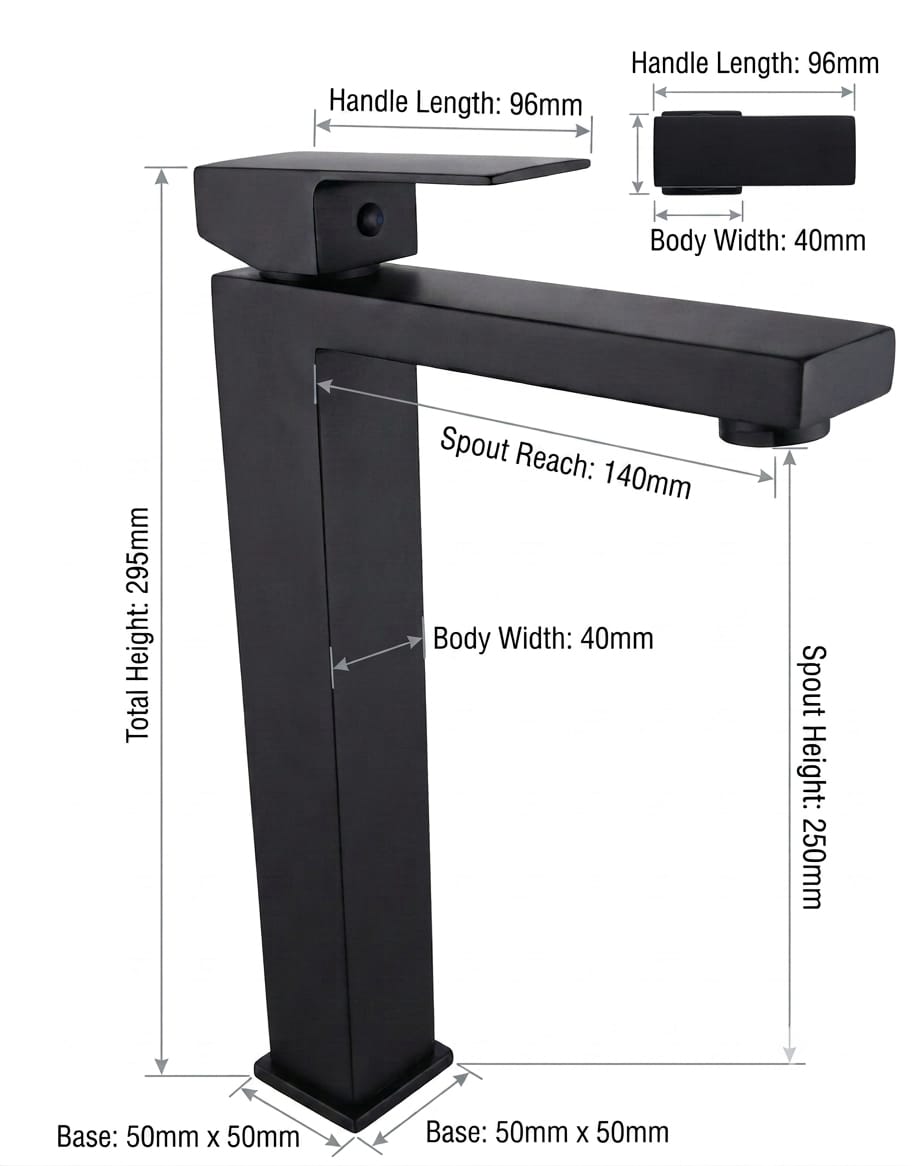 Modern tall matte black basin mixer tap