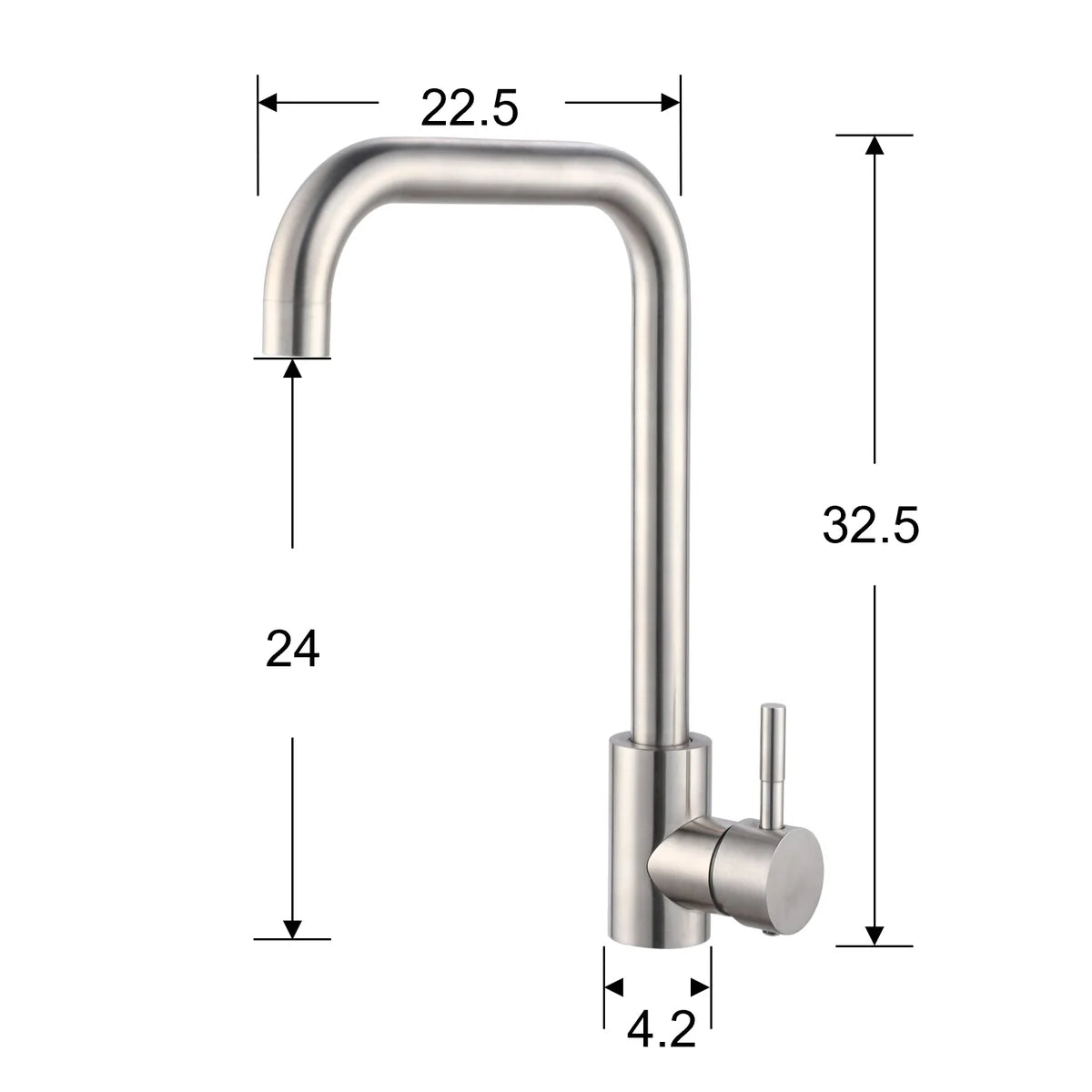 Kitchen sink square shape mixer -brushed silver