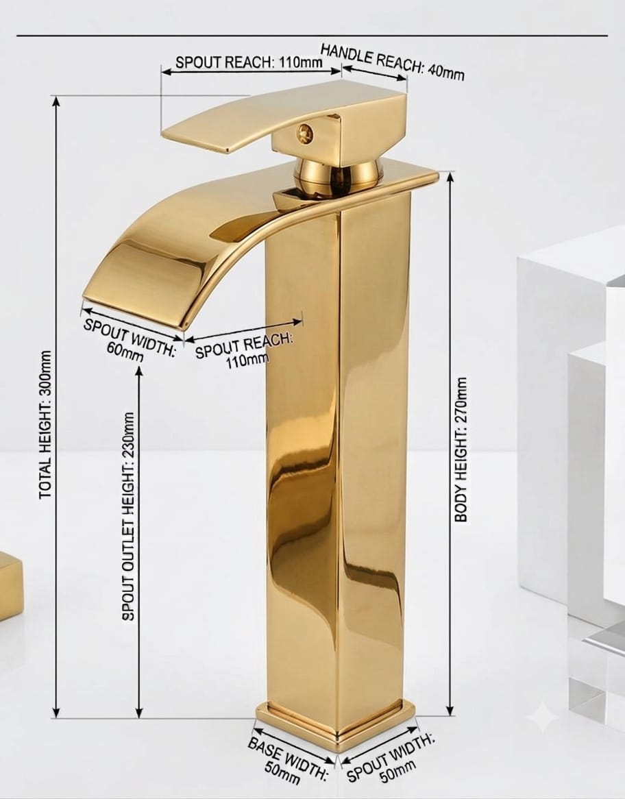 Modern Gold Waterfall Basin Mixer tap