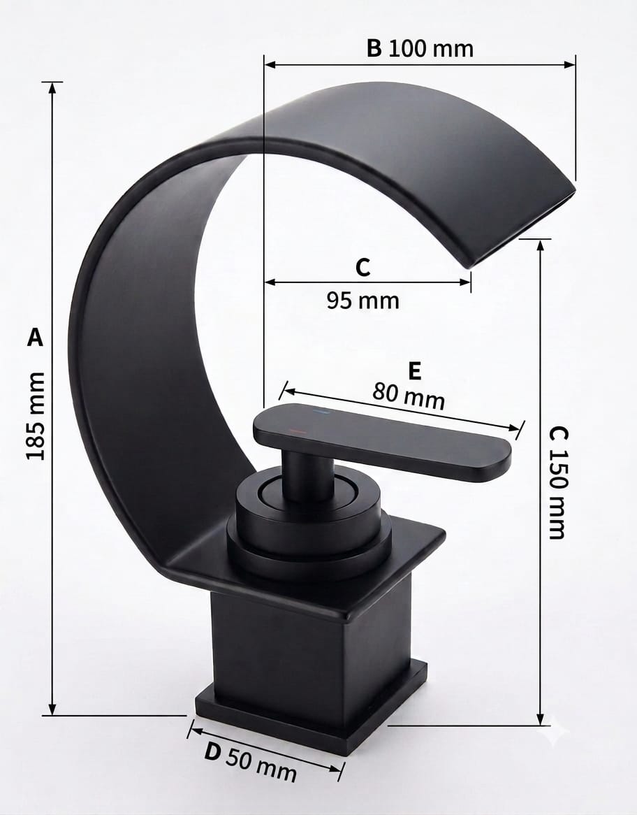 Matte Black Waterfall Basin Mixer Tap
