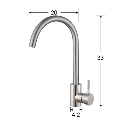 Brushed Stainless Steel Sink Mixer Tap - Round