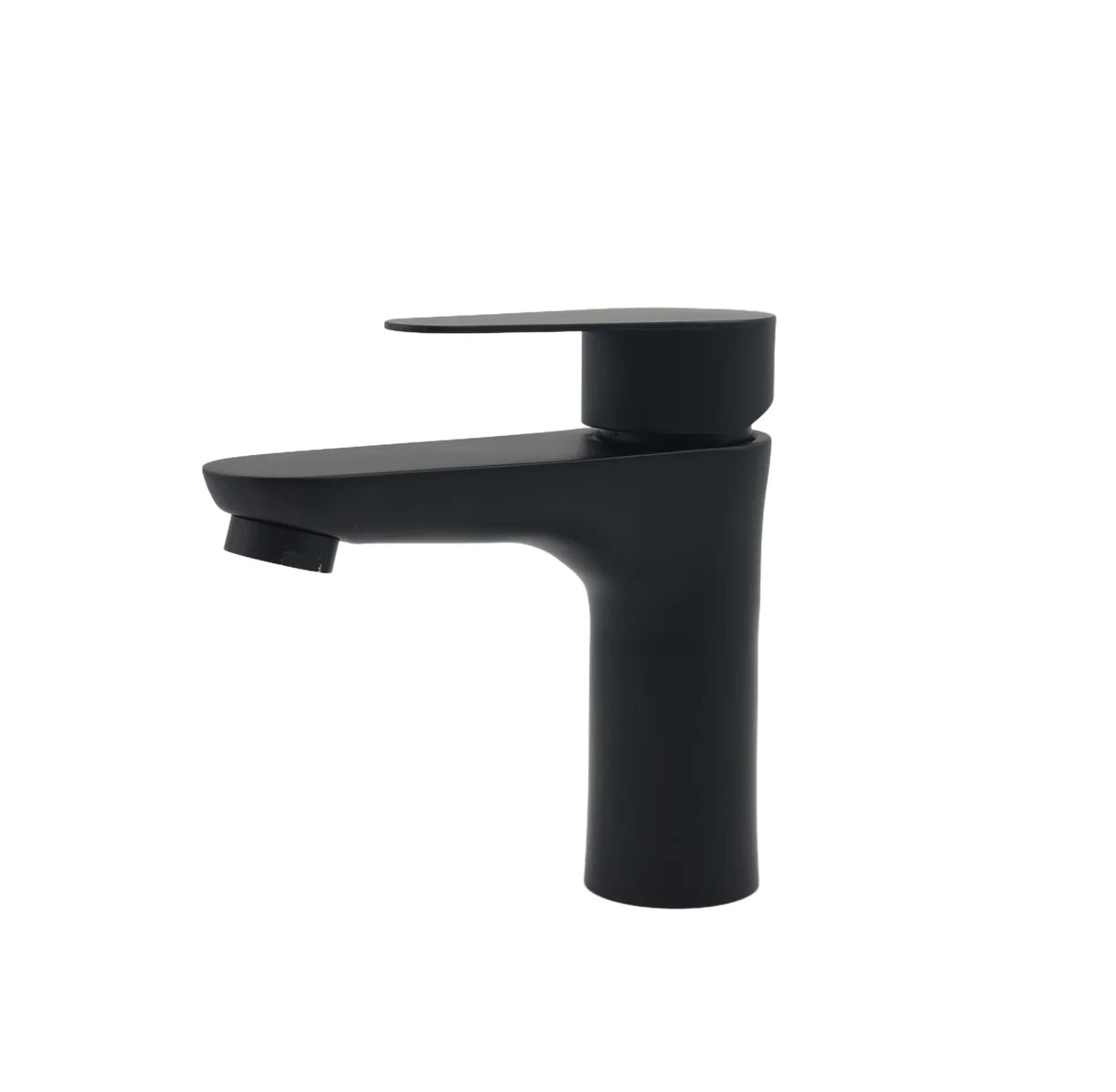 Black faucet on a white background