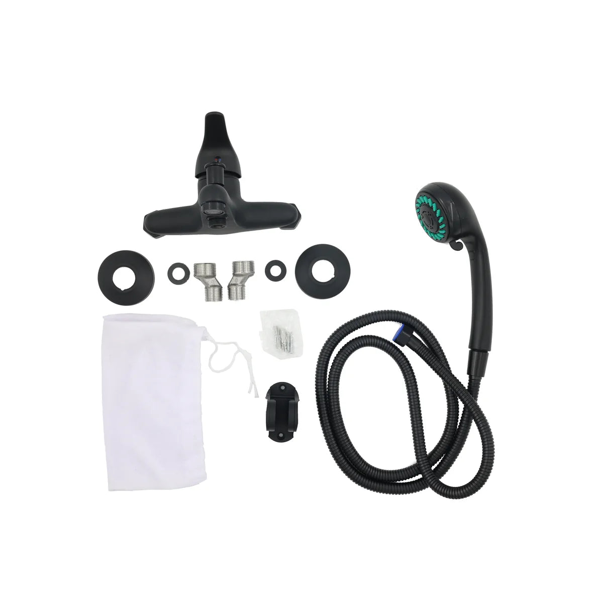 Shower head and accessories on a white background