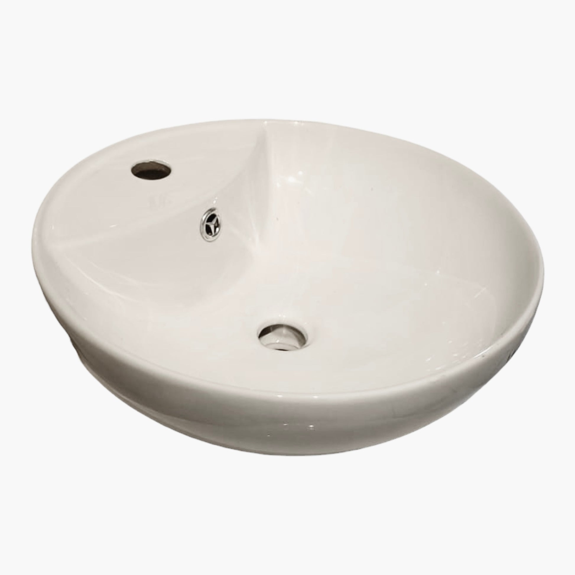 White ceramic sink basin on a white background