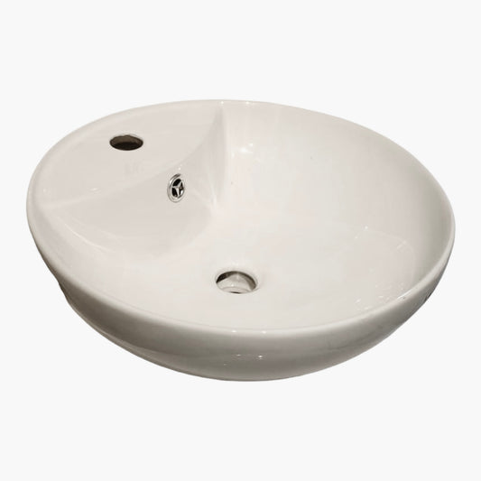 White ceramic sink basin on a white background