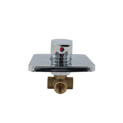 Chrome and brass valve on a white background