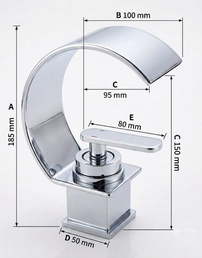 Chrome Waterfall Bathroom Basin Mixer Tap