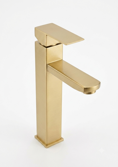 Modern Tall Brushed Gold  Basin Mixer Tap