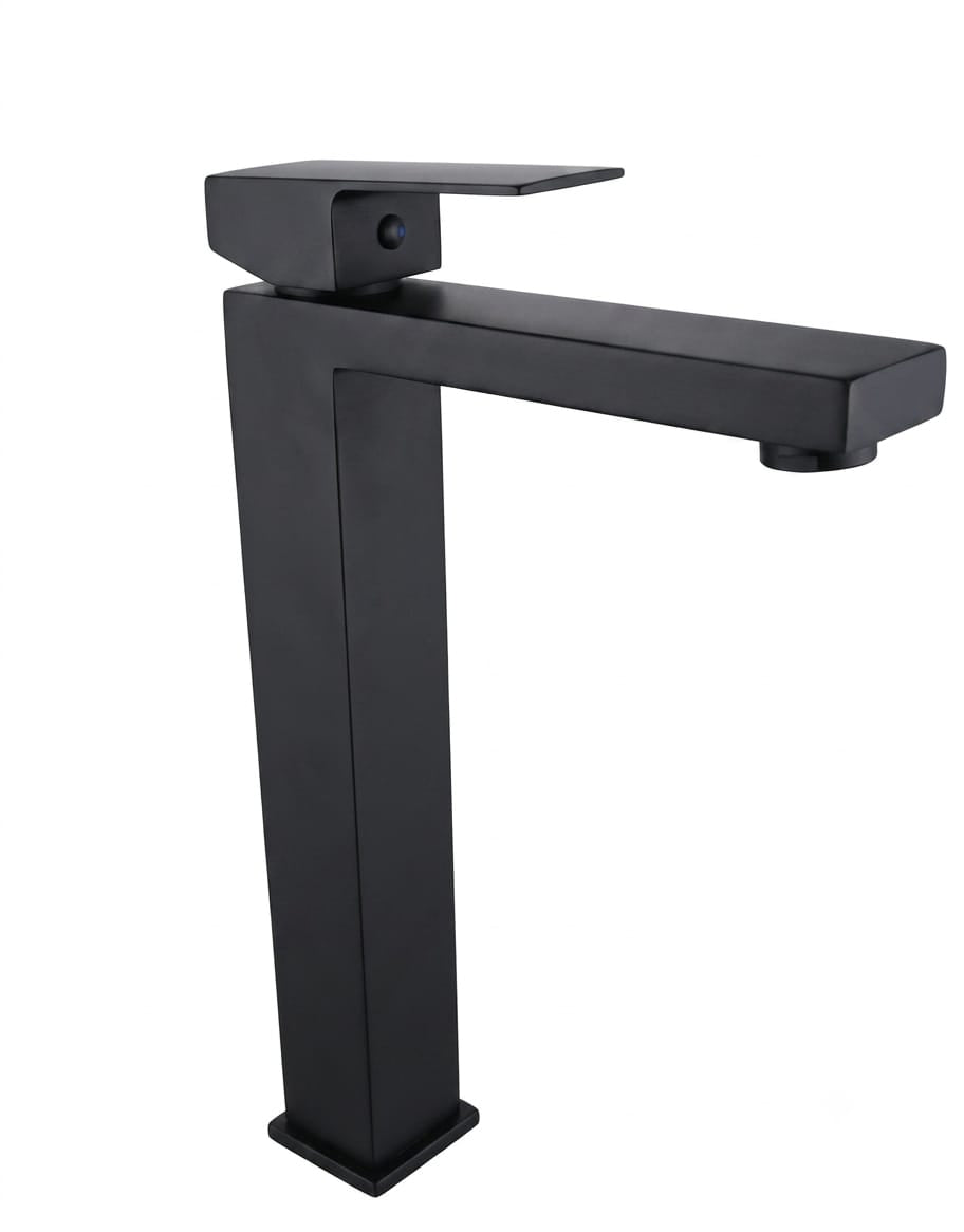 Modern tall matte black basin mixer tap