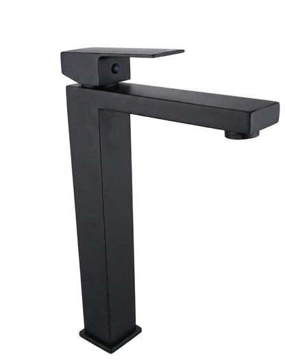 Modern tall matte black basin mixer tap