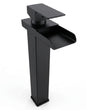 Modern tall matte black Waterfall basin mixer
