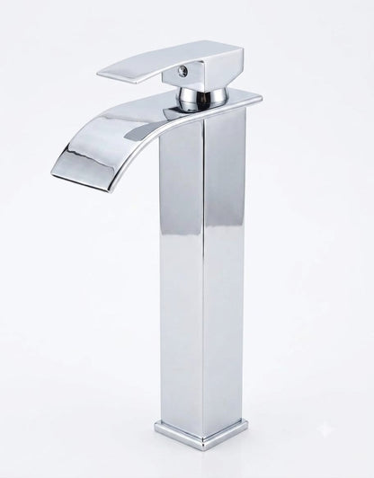 Modern tall chrome Waterfall basin mixer tap