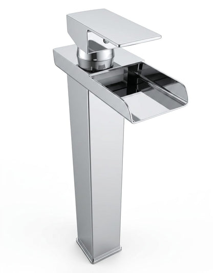 Modern tall Chrome Waterfall Basin Tap