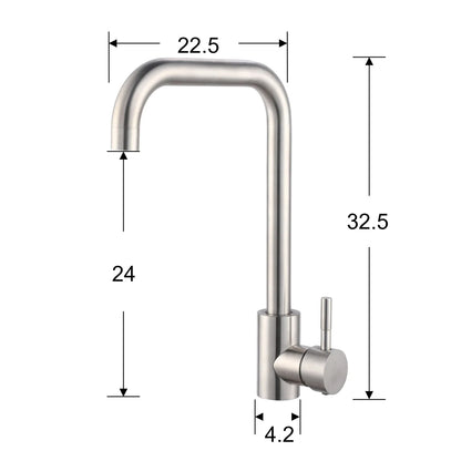 Kitchen sink square shape mixer -brushed silver
