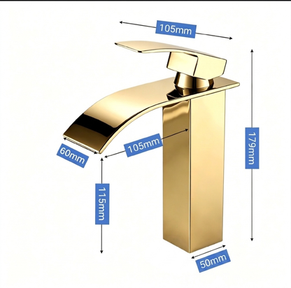 Waterfall Basin Mixer-Gold