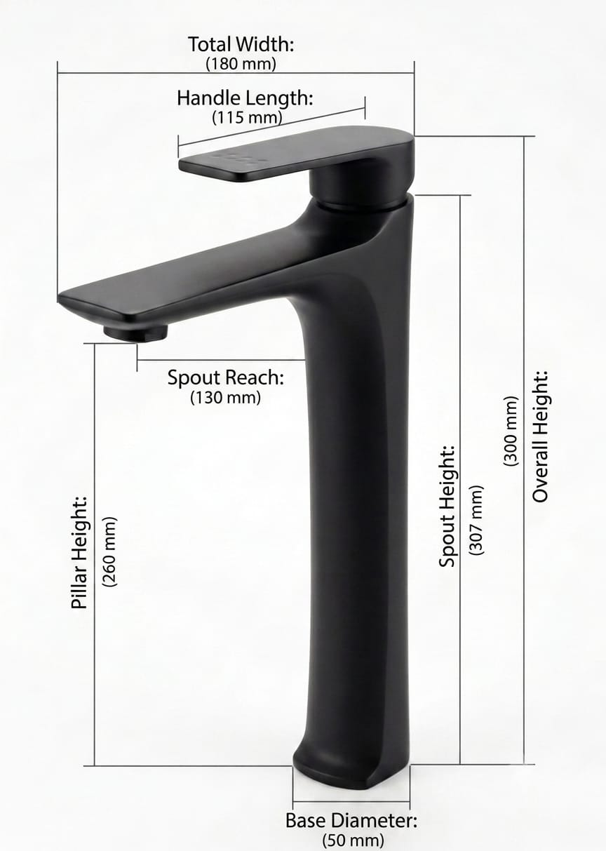 Modern Matte Black tall Basin Mixer Tap