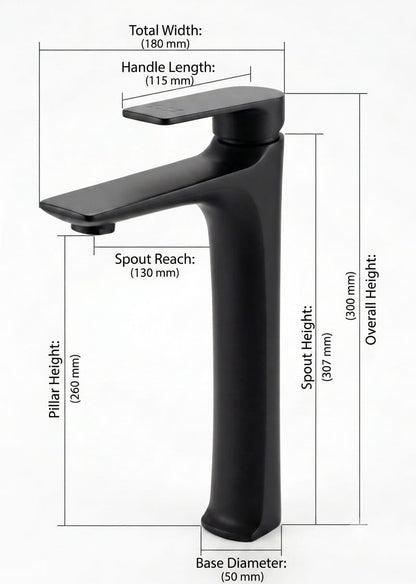 Modern Matte Black tall Basin Mixer Tap