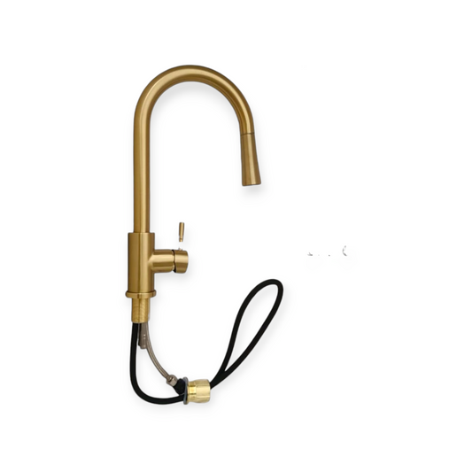 Brushed Gold Pull-Out Kitchen Mixer