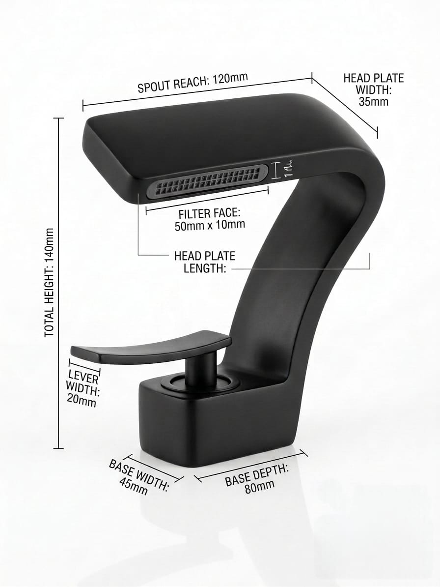 Curved Waterfall Basin Faucet - matte black.