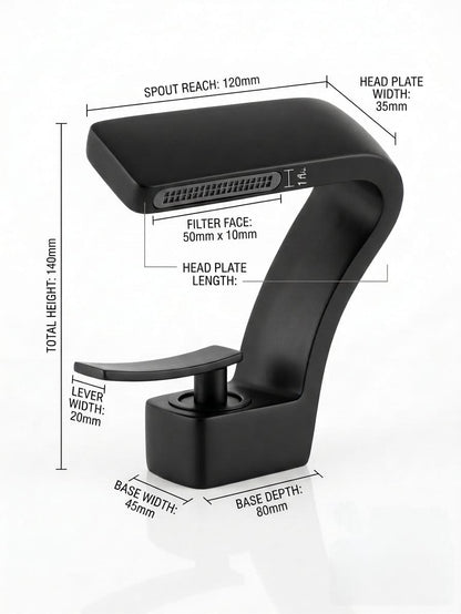 Curved Waterfall Basin Faucet - matte black.