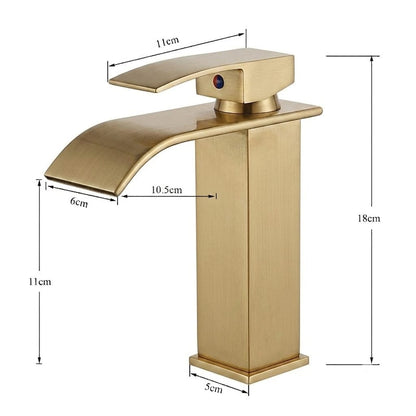 Waterfall basin mixer -brushed gold