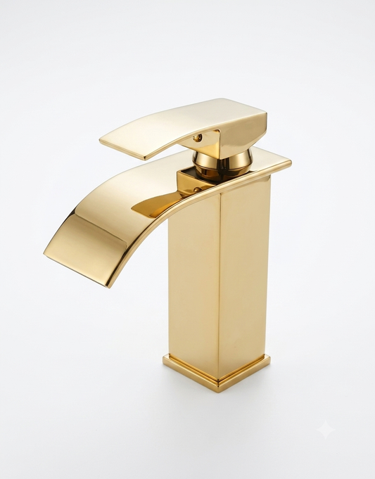 Waterfall Basin Mixer-Gold