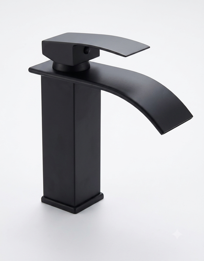 Matte black waterfall faucet