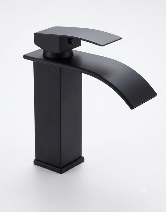 Matte black waterfall faucet