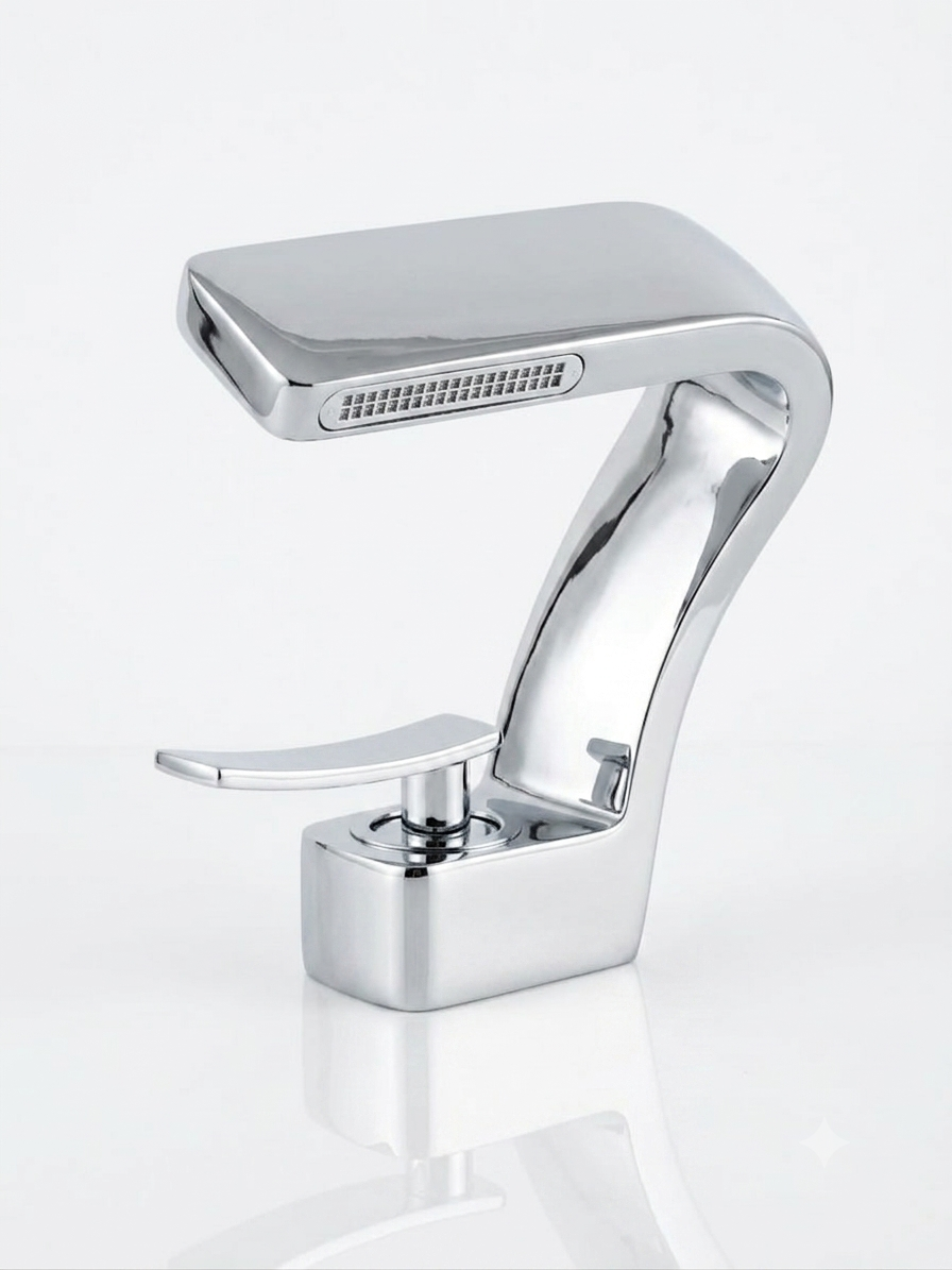 Curved Chrome Basin Mixer Tap