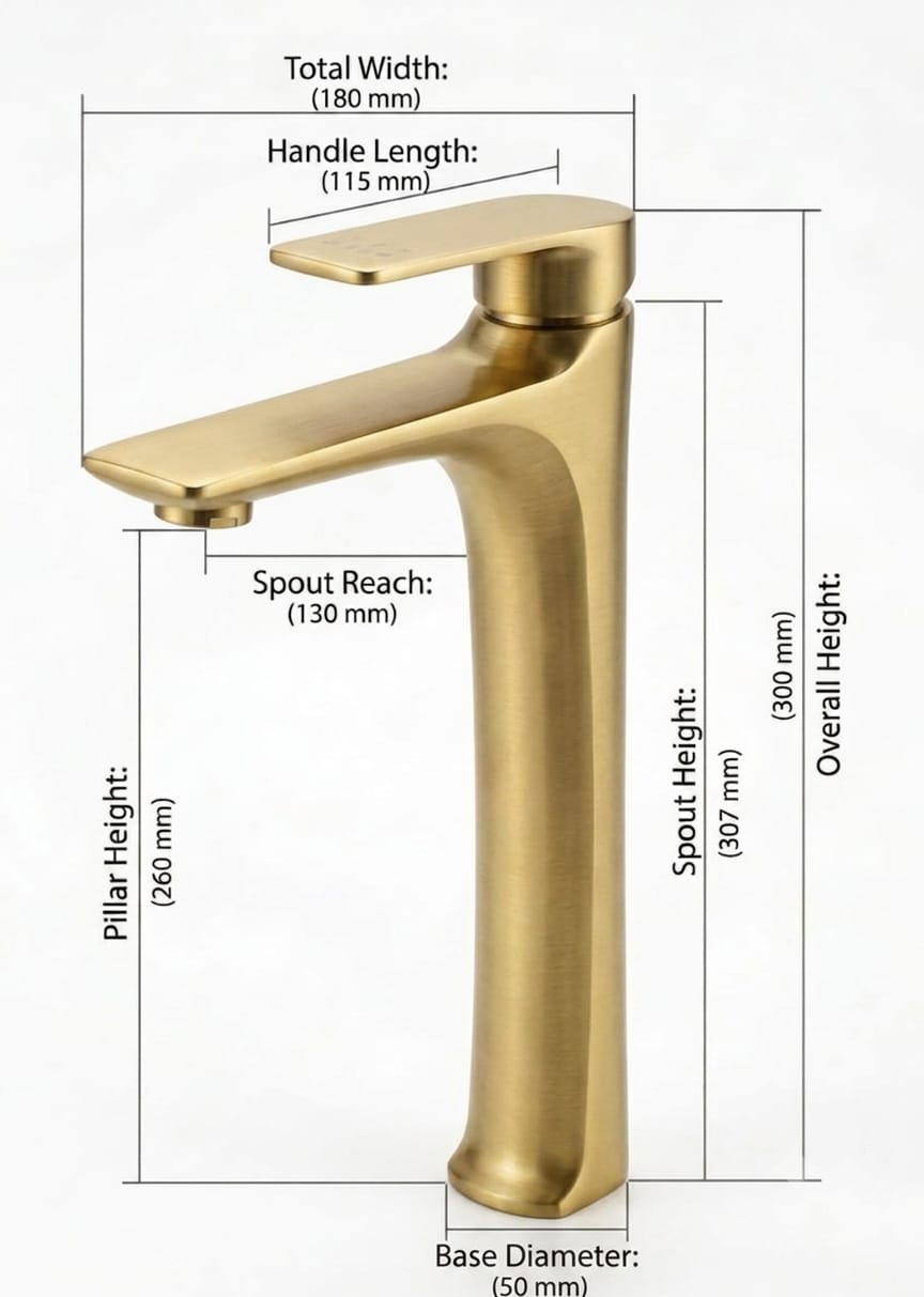 Modern Brushed Gold Tall Basin Faucet