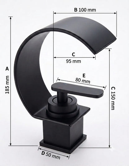 Matte Black Waterfall Basin Mixer Tap