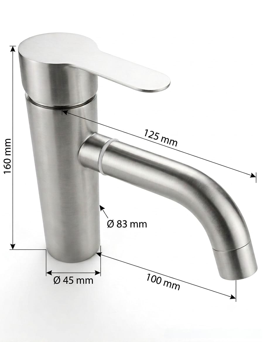 Basin tap -brushed silver