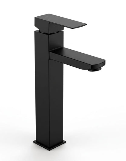 Modern Matte Black Tall-Body Square Basin Mixer