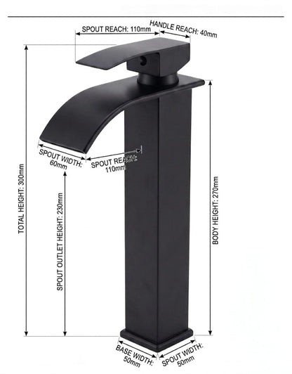 Modern Matte Black Waterfall Basin Faucet