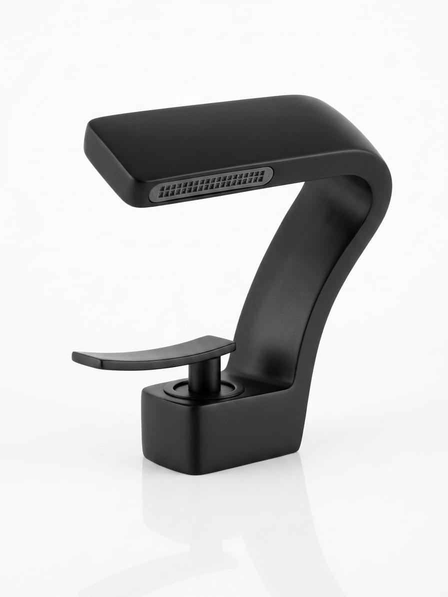 Curved Waterfall Basin Faucet - matte black.