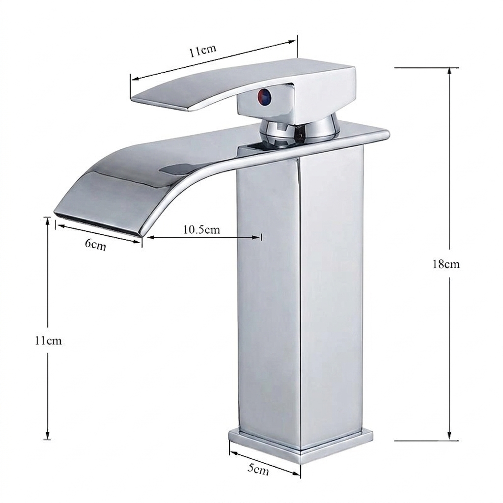 Chrome Waterfall Basin Mixer